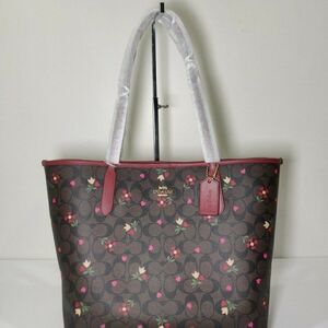NWT C7616 COACH CITY TOTE IN SIGNATURE CANVAS WITH HEART PETAL PRINT